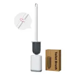 2 Pcs (Black + White) Wall-Mountable Toilet Brush Set – Soft-Tip 360° Cleaning System