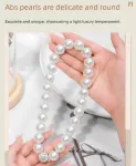 3 Pairs Magnetic Pearl Curtain Tiebacks (40cm) – No-Drill ABS Bead Holdback with Rhinestone Clasp