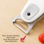 3-in-1 Magnetic Foldable Peeler – Portable Stainless Steel Vegetable & Fruit Tool with Storage – White +grey