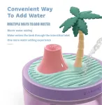 Pine Tree Blue USB Portable Bionic Landscape Humidifier and Creative Potted Plant Air Diffuser – 7-Color Night Light & 2-Mode Mist Timer