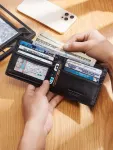 Handcrafted Genuine First-Layer Cowhide Wallet & Card Case for Men – Multi-Slot Ultra-Slim Bifold, Integrated AirTag Holder & RFID Blocking – Coffee