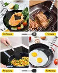 4-Piece Silicone Spatula Set Slotted Turner Solid Turner Stainless Steel Handle Heat Resistant Non-Stick Cookware Kitchen Utensils – Grey