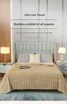 150*200cm Beige Solid Colour Flannel Throw Blanket – Thick Double-Sided Fleece with Ribbed Texture – Soft throw blanket& Lightweight for Sofa, Bed, Office Nap, Air-Conditioned Rooms – Durable, Machine Washable, Non-Shedding