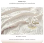 Beige 110*150cm Nordic Style Tassel Knit Throw Blanket – Soft Polyester Sofa Blanket with Pineapple Texture – Breathable & Lightweight for Office, Couch, Travel – Boho Chic Home Decor