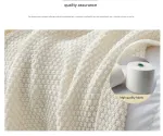 Beige 150*200cm Nordic Style Tassel Knit Throw Blanket – Soft Polyester Sofa Blanket with Pineapple Texture – Breathable & Lightweight for Office, Couch, Travel – Boho Chic Home Decor