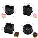4 Piece Silicone Baking Mould Set - Heart Star Square Round Shapes Food Grade Cake Mousse Pudding Dessert Molds
