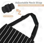 2-Pack Striped Adjustable Apron – Cross-Neck Bib Work Apron for Restaurant Catering Gardening(Pink fine stripes+black fine stripes)