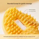 Pet Shampoo Brush Silicone Foaming Massage Comb Dog Cat Bathing Grooming Tool – Yellow