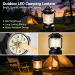 Vintage LED Outdoor Camping Lantern with Warm Ambient Light – 7 Lighting Modes, 24H Long Runtime, USB-C Rechargeable, Stepless Dimming and Hanging Tent Light – Red