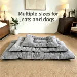 40 x 60CM Large Plush Pet Bed Mat for Dogs & Cats – Light Grey Double-Sided Soft Cushion, Breathable Moisture-Resistant Sleeping Pad for Small, Medium & Large Pets