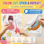 3M Extra Long Reusable Coloring Paper Roll, Animal World Theme Self-Adhesive Wall Coloring Poster and DIY Cuttable Drawing Craft Paper Scroll with Gift Box