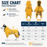 Purple Waterproof Full Body Dog Raincoat with Adjustable Hood & Waist, Easy Snap Closure and Hidden Leash Opening – Lightweight Four-Leg Reflective Pet Rain Suit for Small Medium Large Dogs, M Size