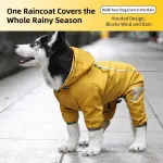 Purple Waterproof Full Body Dog Raincoat with Adjustable Hood & Waist, Easy Snap Closure and Hidden Leash Opening – Lightweight Four-Leg Reflective Pet Rain Suit for Small Medium Large Dogs, M Size