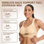 XL Size Black Wireless Posture Support Sports Full Coverage Bra for Women – High Elastic Seamless Fitness Underwear with Adjustable Front Closure, Wide Straps and Back Compression Design, Comfortable & Breathable Everyday