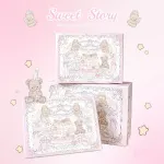 Pink Sweet Story Large Gift Box with Lid set-Includes Raffia and Gift Bag- Cute Birthday Present Packaging Storage Box for Gifts, Keepsakes and Home Organisation
