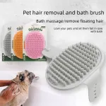 Pet Bath Massage Brush Soft TPR Grooming Brush for Dogs and Cats Adjustable Hand Strap Deshedding Scrubber – Blue