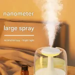 650ML USB Mini Humidifier with Aromatherapy Function, Cool Mist Air Humidifier for Bedroom, Home Office, Quiet Large Mist Output Diffuser with Night Light – White