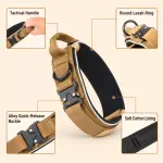 Blue Tactical Dog Collar and Bungee Lead Set (XL size) – Padded Quick Release Collar with Control Handle and Shock Absorbing Leash for Medium and Large Dogs