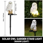 Resin Owl Solar Powered Garden Stake Light – Outdoor Decorative LED Landscape Pathway Night Light – White
