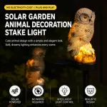 Resin Owl Solar Powered Garden Stake Light – Outdoor Decorative LED Landscape Pathway Night Light – Brown