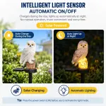 Resin Owl Solar Powered Garden Stake Light – Outdoor Decorative LED Landscape Pathway Night Light – Brown