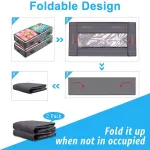 2 Pack Folding Non-Woven Underbed Storage Containers with Clear Top Zipper Lid & 4 Reinforced Handles – Dark Grey 40 x 20 x 7″