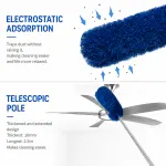2.5M Extendable High Ceiling Cleaning Kit with Removable Cobweb Duster & Microfiber Brush – 3 Piece Versatile Set, Electrostatic Dust Attraction – Green