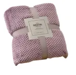70 x 100cm Pineapple Grid Plush Blanket – Soft Thick Flannel Jacquard Throw, Fade Resistent & Machine Washable, Lightweight Travel and Spring Summer Bedding – Mauve