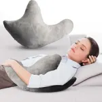 Grey W-Shaped Shoulder Support Double Zipper Pillow - 23.5 x 14 x 6" Soft Arm Support Cushion with Removable Cover for Side Sleeping, In Car, Sitting and Discomfort Easing
