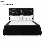 Elastic Bed Skirt – Thickened Polyester Fitted Valance with Double-Layer High-Stretch Band, Wrinkle-Resistant Drop – Black Double-137x190x38cm
