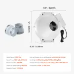 4″ to 4.5″ Radon Mitigation Fan System Quiet 260CFM Inline Duct Waterproof
