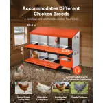 2 Tiers Chicken Nesting Boxes, 8 Compartments, Metal Egg Laying Boxes with Protective Collection Lids, Roll Out Nesting Box, Easy to Assemble, Ideal for Hens, Ducks, Chickens, and Other Poultry