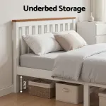 Artiss Bed Frame Double Size Wooden White PONY