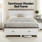 Artiss Queen Wooden Bed Frame and 2 Bedside Table Bedroom Furniture Set