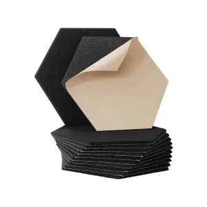 Alpha Acoustic Foam 12pcs 35x30x0.9cm Soundproof Absorption Panel Adhesive – Black