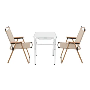 Weisshorn 3pc Camping Table Chair Set Outdoor Folding Aluminium Portable Picnic