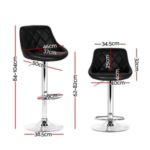 Artiss 4x Bar Stools Leather Padded Gas Lift Black