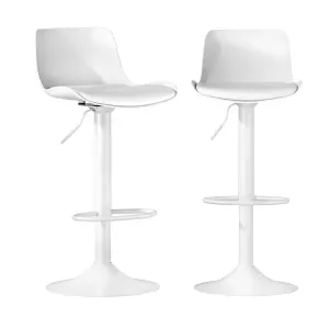 Artiss Bar Stools Kitchen Swivel Gas Lift Stool Leather Dining Chairs White x2
