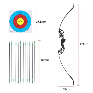 Everfit 55lbs Bow Arrow Set Recurve Takedown Archery Hunting for Beginner Green