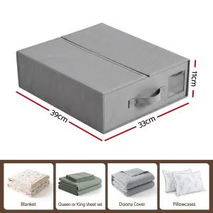 Artiss Bed Sheet Organisers Box Set 8Pcs Storage King Size Bedding Foldable Grey