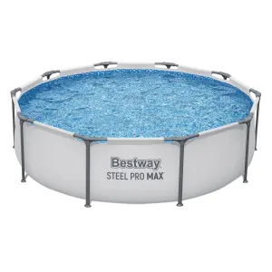 Bestway 305CM Swimming Pools Steel Above Ground Round Backyard Pool Set White