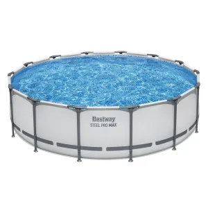 Bestway Swimming Pools 427cm x 107cm Steel Above Ground Round Backyard Pool Set White