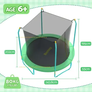 Bestway 8ft Trampoline Kids Rebounder Safety Net Enclosure Outdoor Fitness 2.44m for Ages 6+