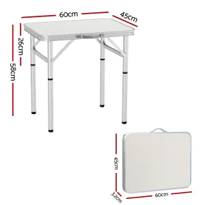 Weisshorn Folding Camping Table 60CM Adjustable Portable Outdoor Picnic Desk
