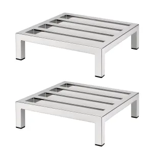 Giantz 35x35cm Dunnage Rack 2-Pack Stainless Steel Kitchen Floor Stand