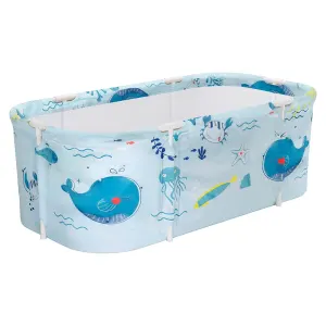 Weisshorn Foldable Bathtub PVC Spa Bucket Inflatable Cushion 134x65cm – Blue
