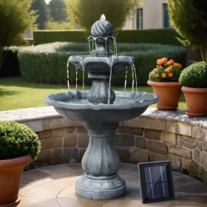 Gardeon Solar Water Feature 3-Tier Fountain with Pump Kit Bird Bath 93CM