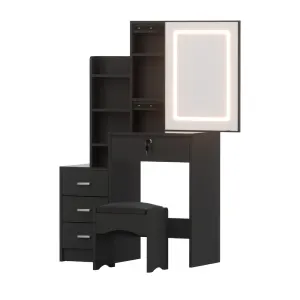 Artiss Dressing Table Vanity Desk Set Stool Led – Black