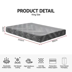 Giselle 25cm King Memory Foam Mattress Gel Infused Foam Removable Cover