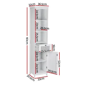 Artiss Bathroom Cabinet Storage X2 White Rattan 161cm